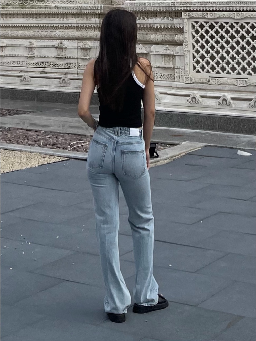 Zara Light Blue High-Rise Wide Leg Jeans